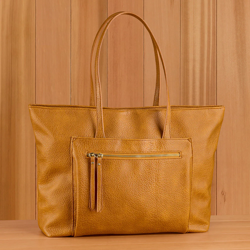 22 Tote Vegan Leather Zip Tote Handbag with Zip Pockets - Image 5
