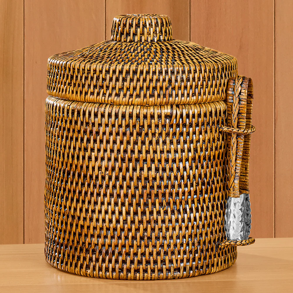 Burma Rattan Ice Bucket with Tongs