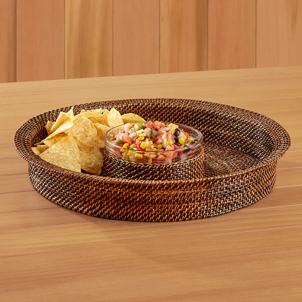 Calaisio Woven Chip & Dip Tray with Glass Bowl Insert - Image 2