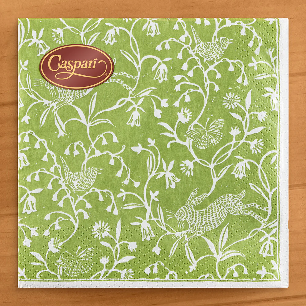 Caspari Easter Paper Napkins, Hedgerow in Moss Green - Image 2