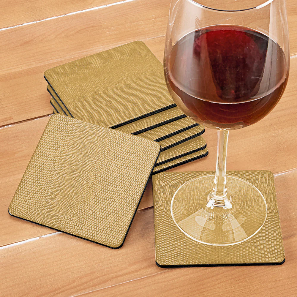 Caspari Lizard Felt-Backed Coaster Set - Image 3