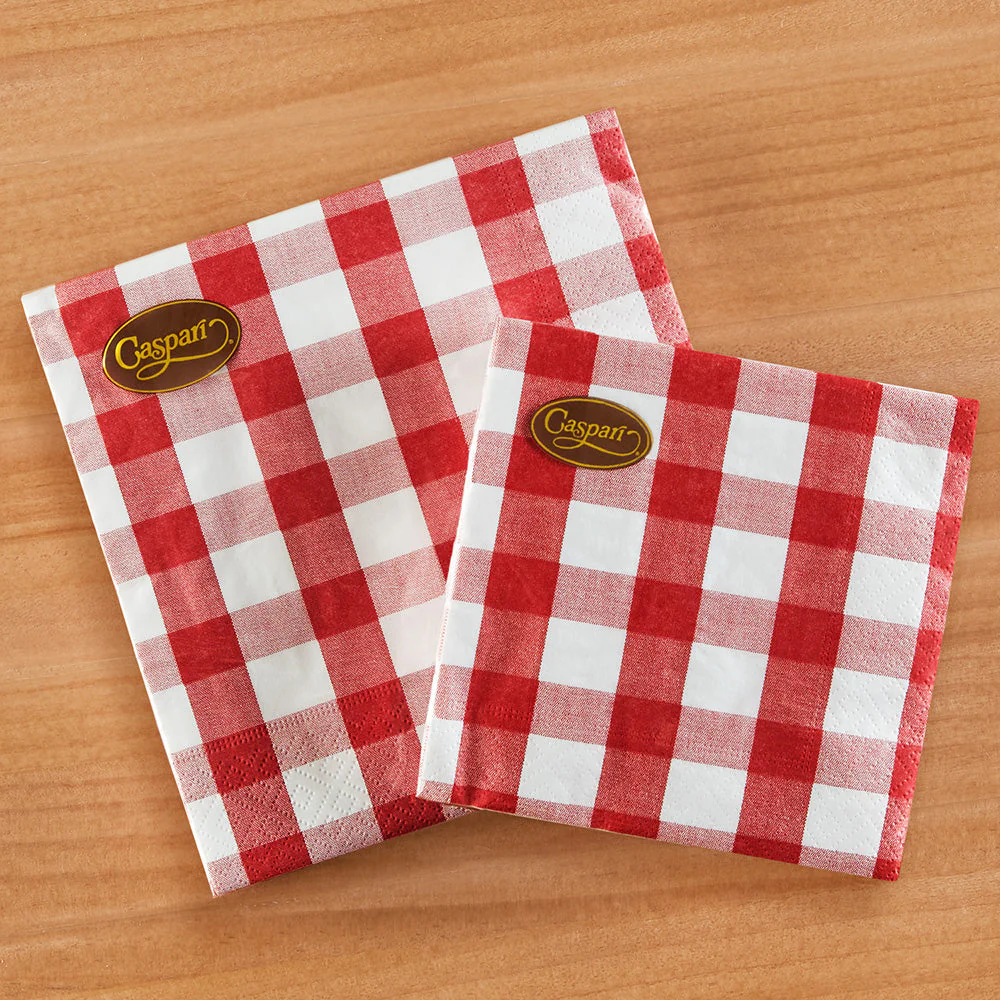 Caspari Paper Napkins, Gingham in Red - Image 3