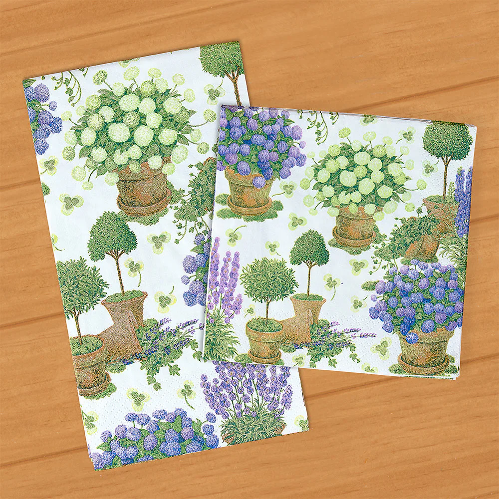 Caspari Paper Napkins, Potted Hydrangeas Garden Party