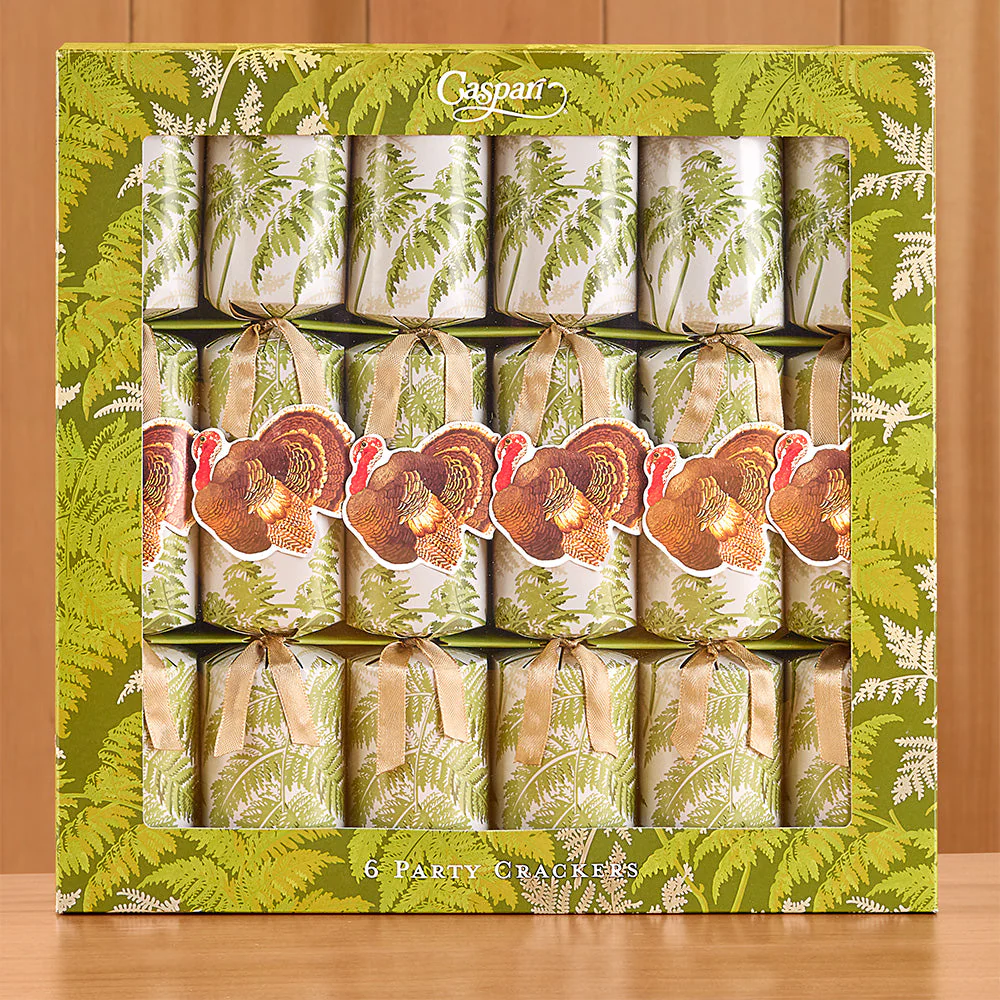 Caspari Party Crackers, Turkey Among Ferns - Image 2