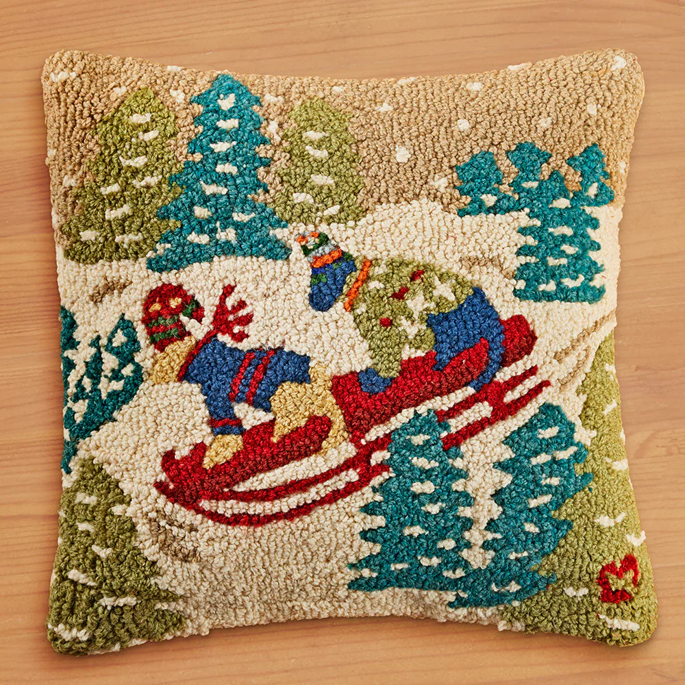 Chandler 4 Corners 18" Hooked Pillow, Daring Dogs