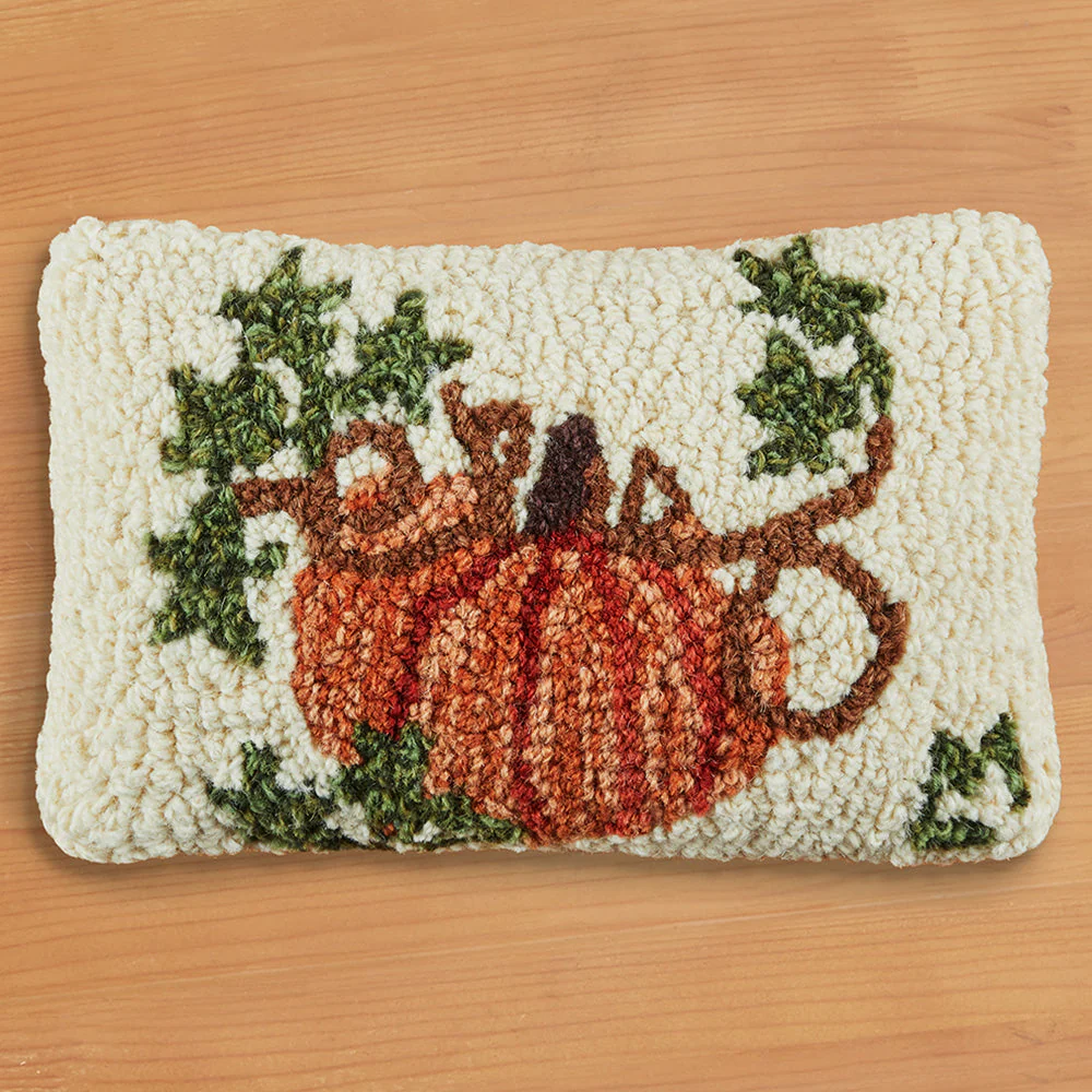 Chandler 4 Corners 8" x 12" Hooked Pillow, Cinderella Pumpkin