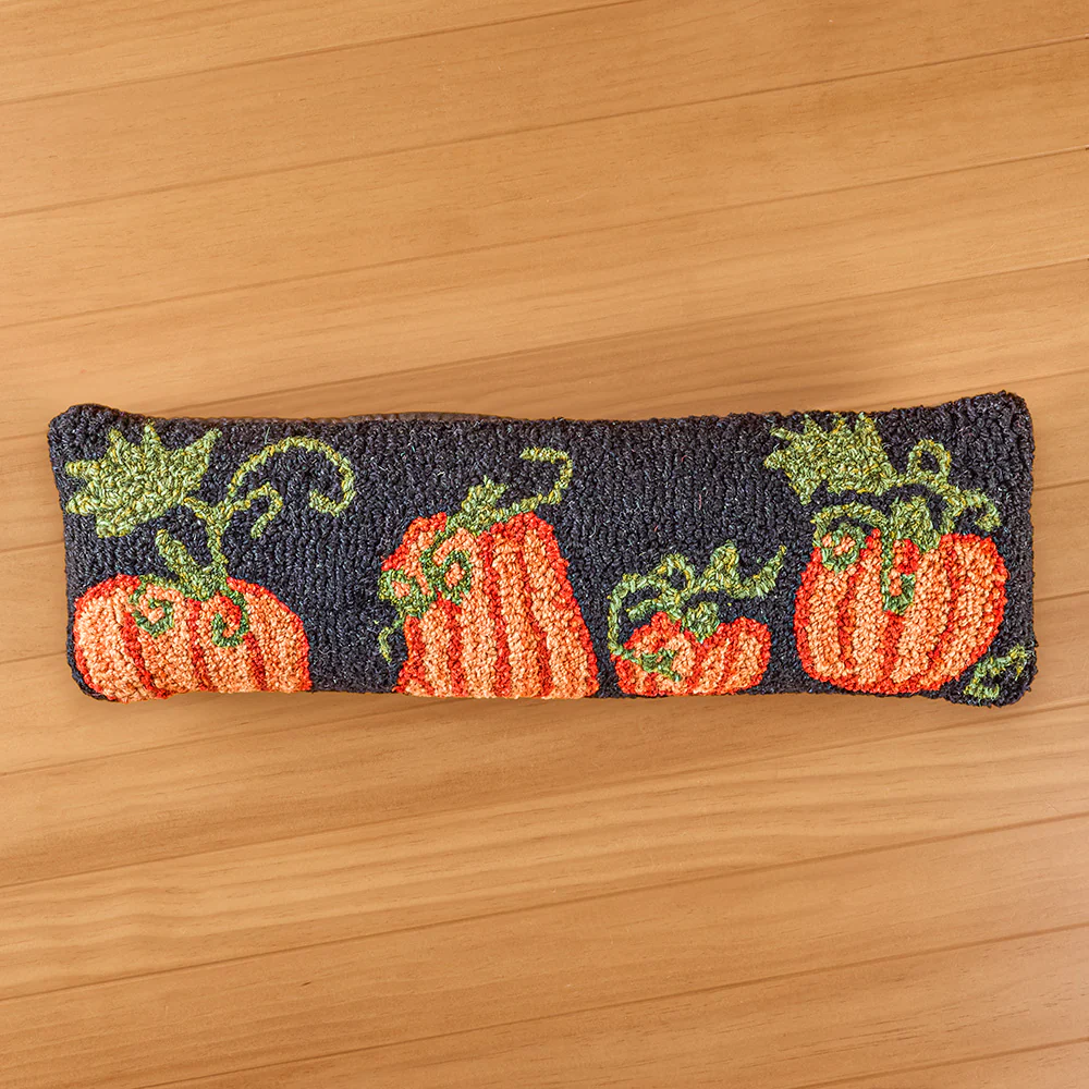Chandler 4 Corners 8" x 24" Hooked Pillow, Pumpkin Patch - Image 2