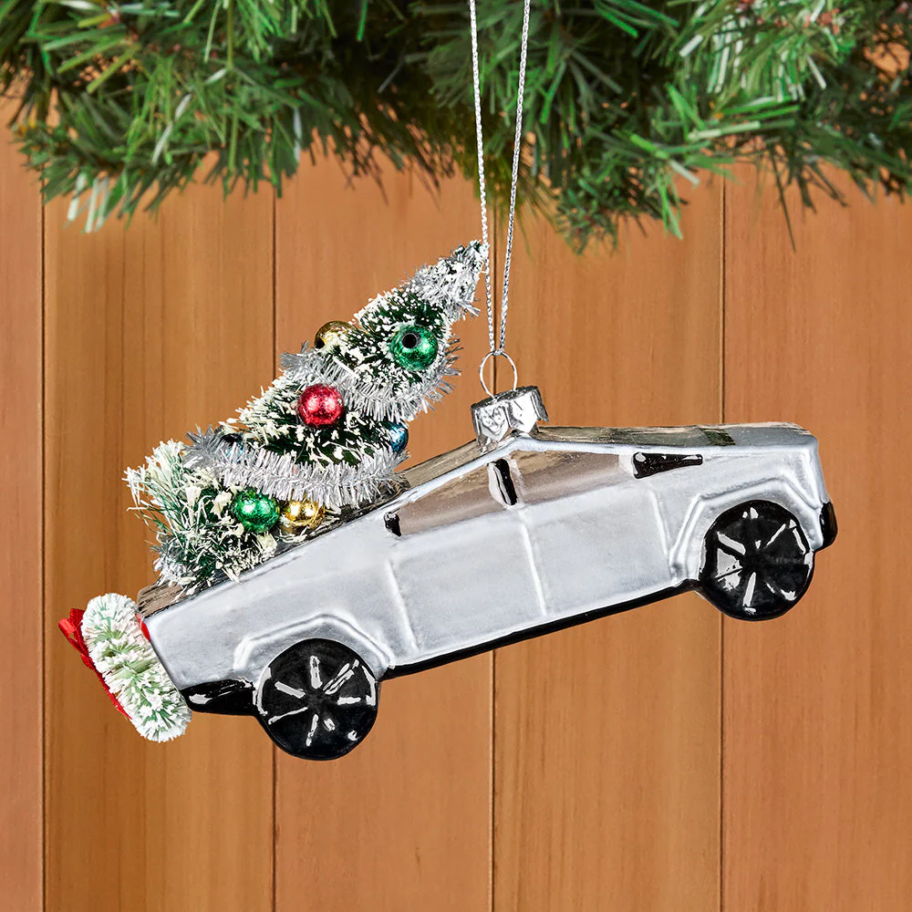 Cody Foster Glass Ornament, Festive Cyber Truck - Image 2