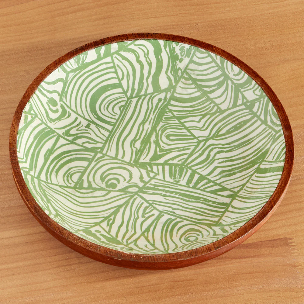 Enameled Acacia Wood Bowls - Image 4