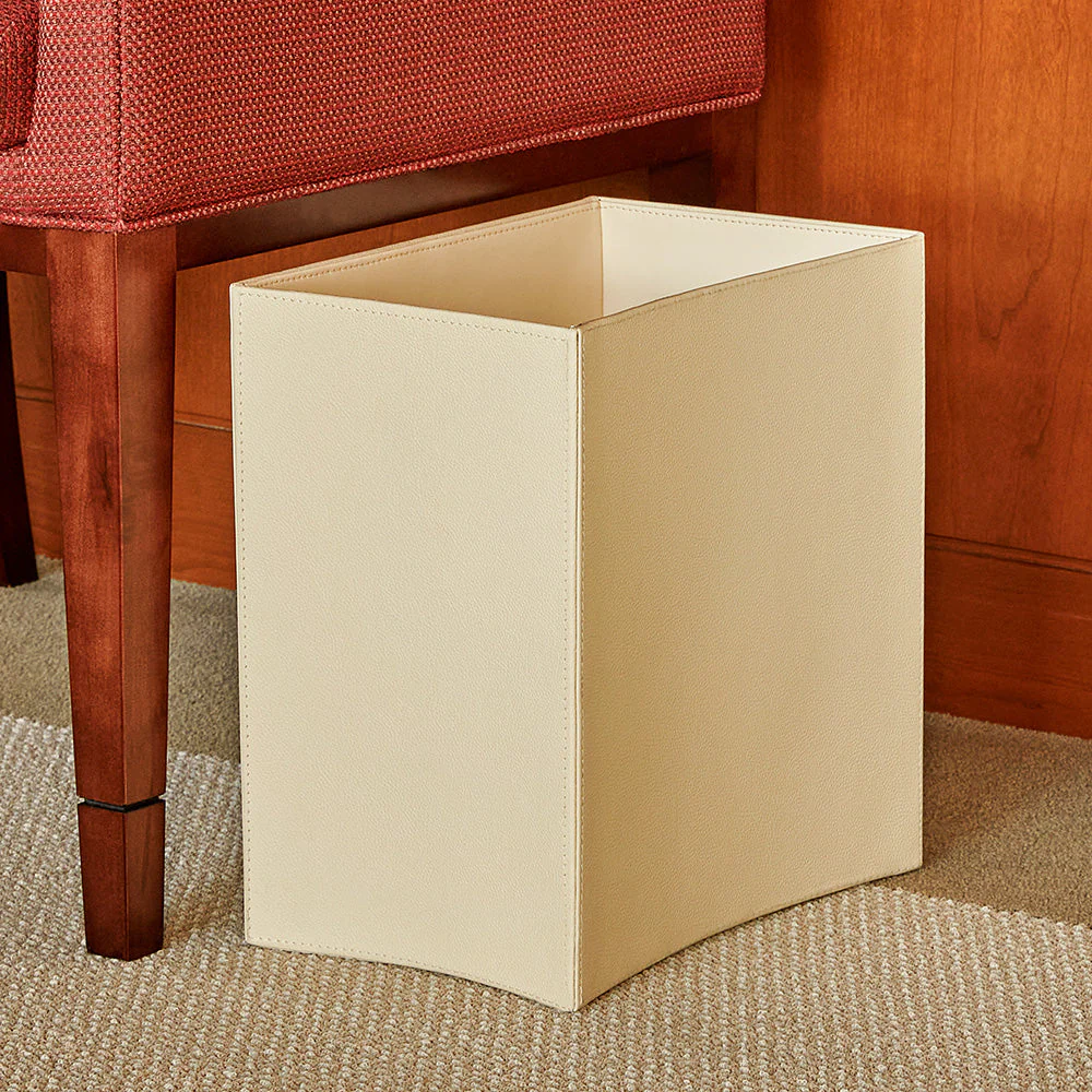 Folded Leather Wastebasket