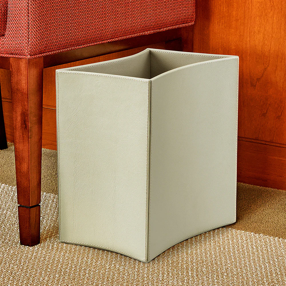 Folded Leather Wastebasket - Image 2