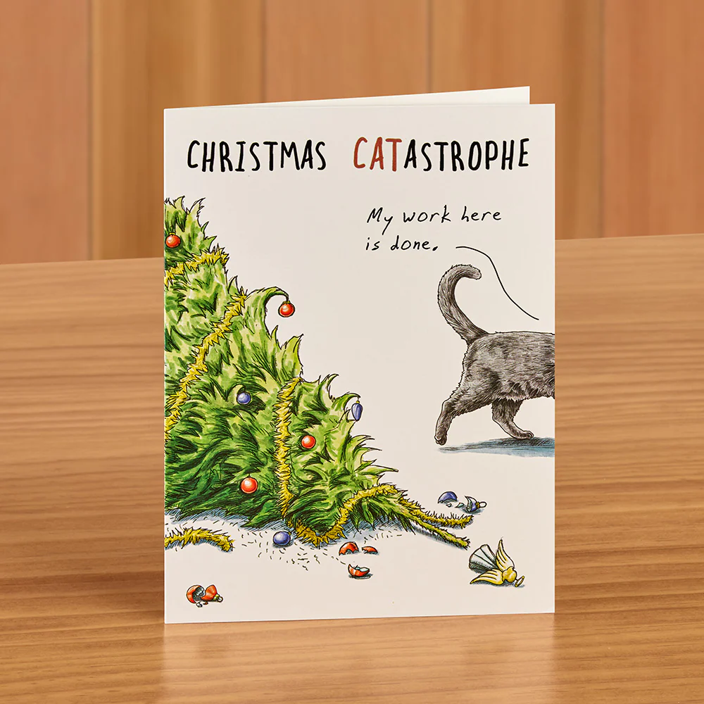 Hester & Cook Christmas Card, "Christmas Catastrophe" Cat