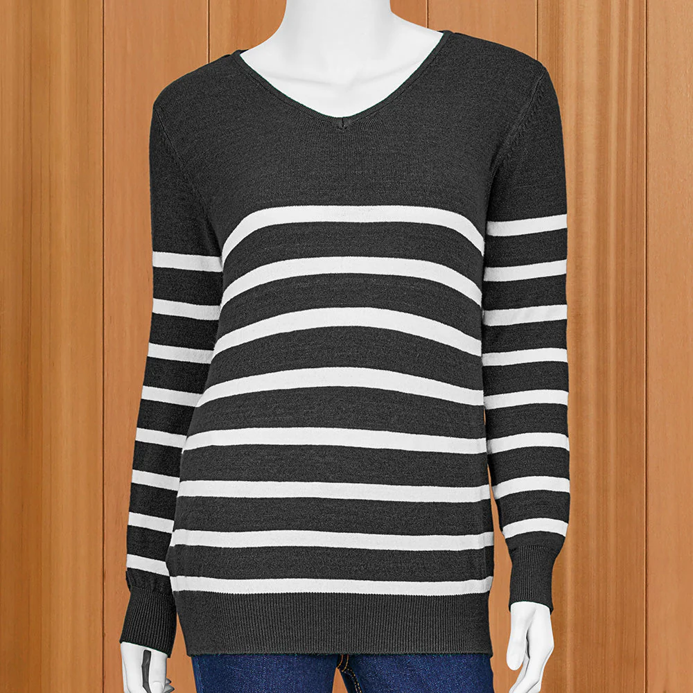 Lulu-B Lightweight Striped V-Neck Sweater - Image 2