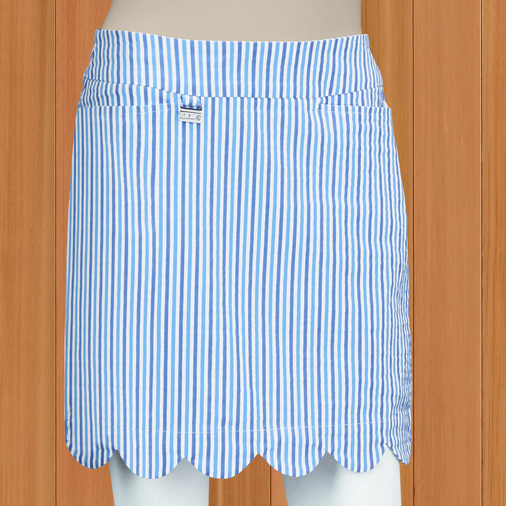 LuLu-B Women's Seersucker Scalloped Skort