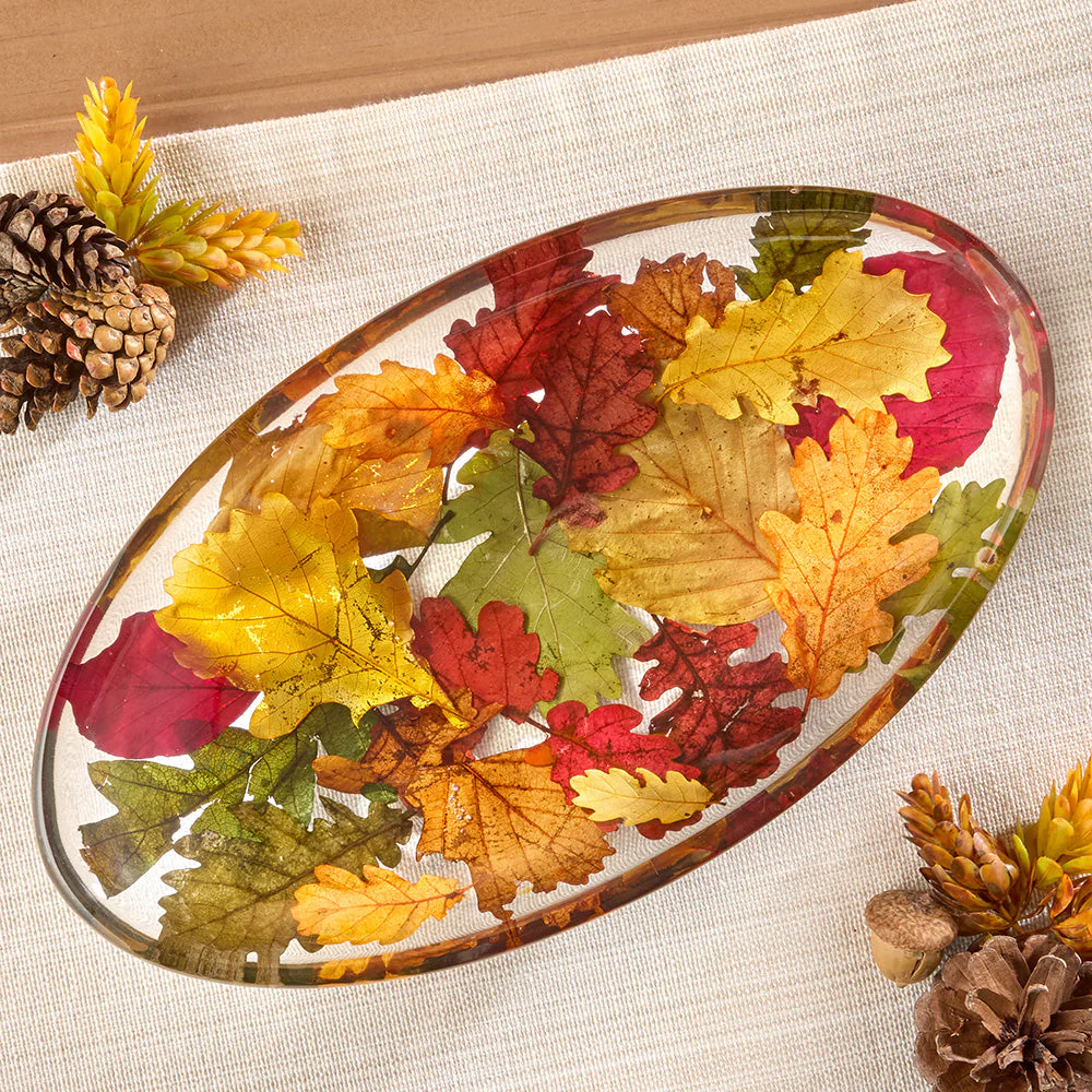 Riccardo Marzi Resin Platter, Fall Leaves - Image 2