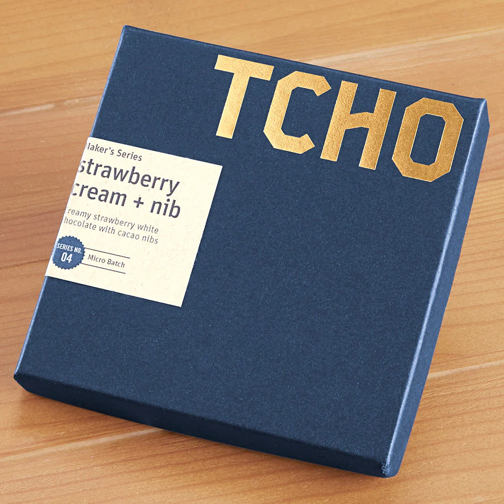 TCHO White Chocolate "Strawberry Cream + Nib" Limited Edition Maker's Series Bar, 2.5 oz