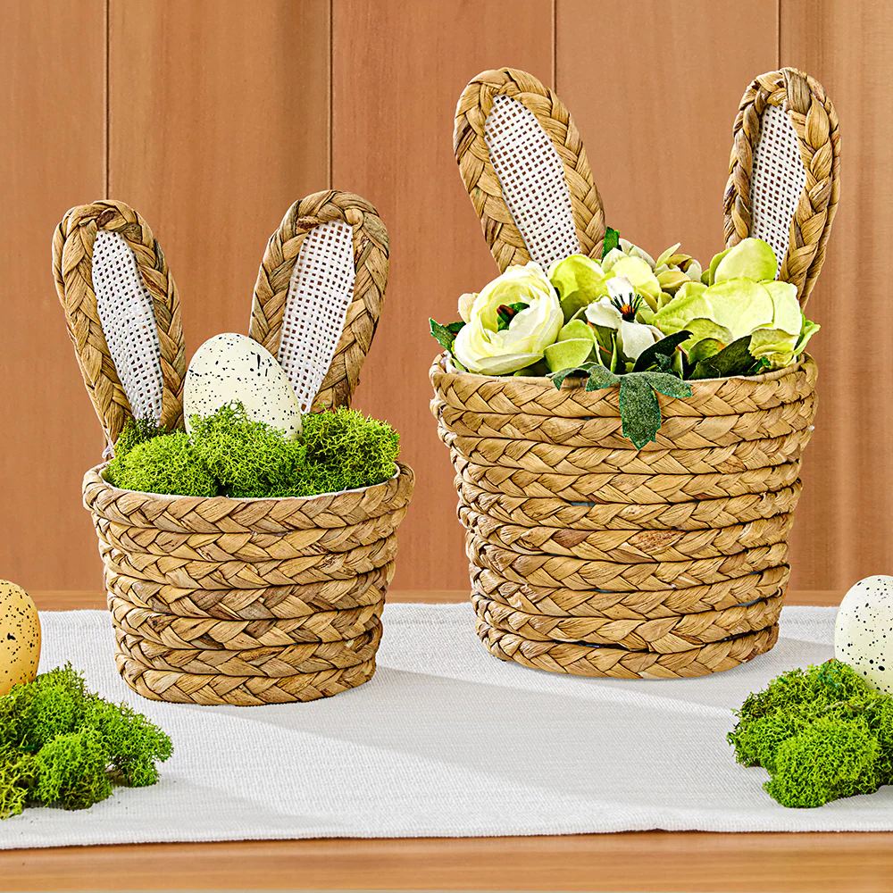 Woven Grass Bunny Ear Basket - Image 3